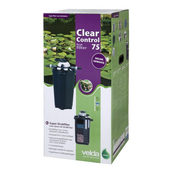 Velda Clear Control 75 nyomás alatti szűrőszett (CC75+UV-C36W+ HS 8 000 pumpa), 30 m3 vízhez