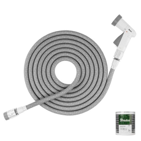 SECRET HOSE flexibilis tömlő szett (+locsolópisztoly) 8m-24m - szürke