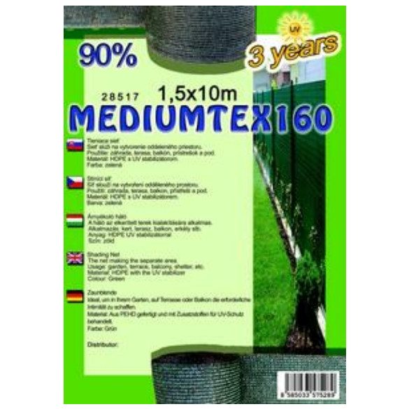 MEDIUMTEX160 Árnyékoló háló 1,5x10m zöld 90%