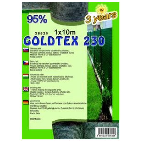 GOLDTEX230 Árnyékoló háló 1x10m zöld 95%