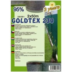GOLDTEX230 Árnyékoló háló 2x50m zöld 95%