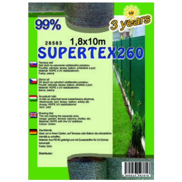 SUPERTEX260 Árnyékoló háló 1,8x10m zöld 99%